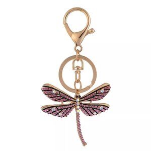 Emberly Pink Stone Dragonfly Bag Charm - NWT